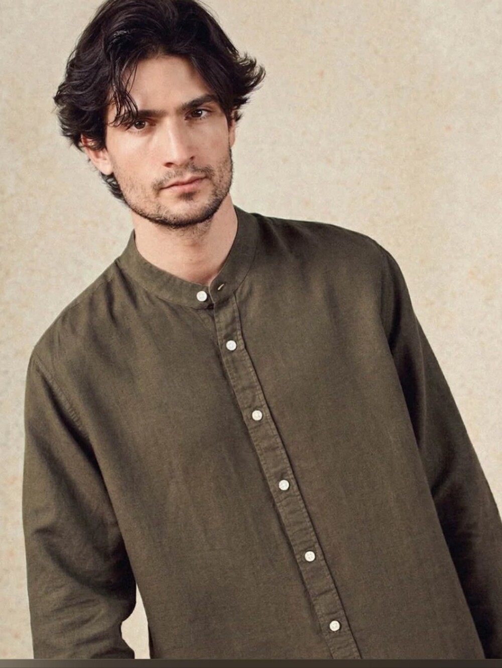 Zara Man Olive Green Slim-Fit Shirt